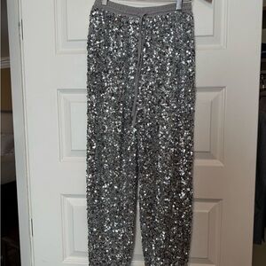 Aqua Silver Sequin Joggers